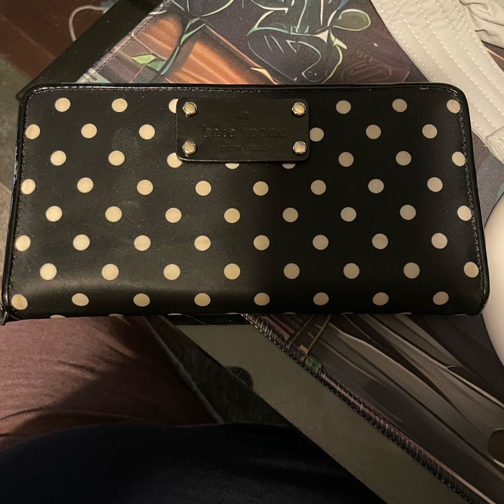Kate Spade Black and White Polka Dot Clutch